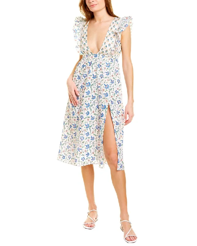 Ash & Eden Santi Sleeveless Midi Dress Elegant Puff Sleeve Midi Dress