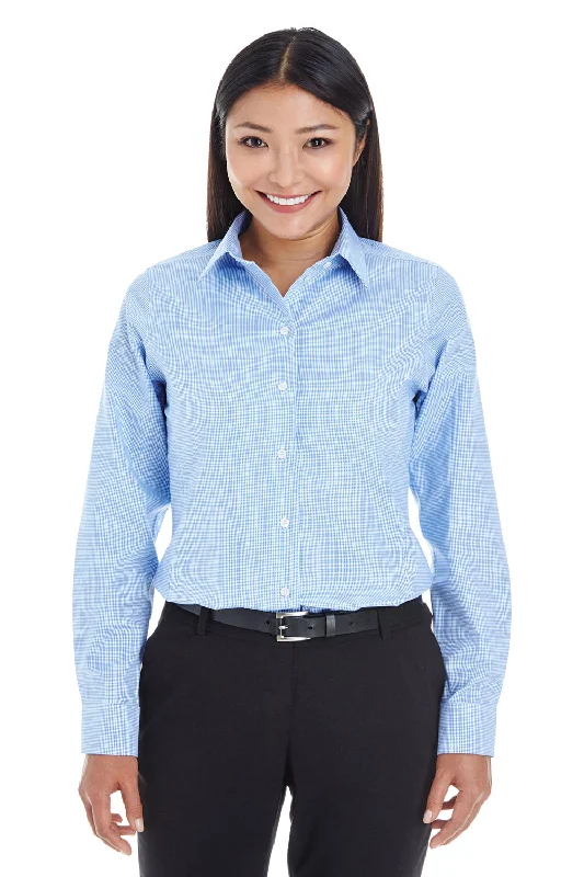 Devon & Jones Womens Crown Woven Collection Wrinkle Resistant Long Sleeve Button Down Shirt - French Blue Classic Denim Short Sleeve Devon & Jones Womens Crown Woven Collection Wrinkle Resistant Long Sleeve Button Down Shirt - French Blue Classic Denim Short Sleeve