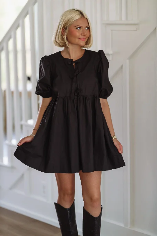 French Lessons Mini Dress - Black Trendy Floral Mini Dress
