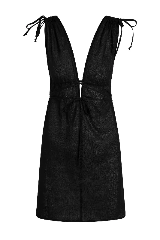 Mallorca Mini Dress - Black Cozy T-Shirt Mini Dress