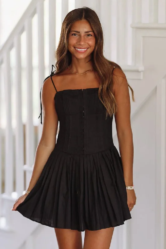 Me Again Mini Dress - Black Stylish Ribbed Mini Dress