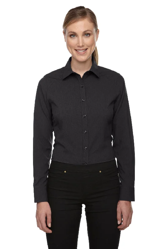 North End Womens Sport Blue Performance Moisture Wicking Long Sleeve Button Down Shirt - Heather Carbon Grey Stylish Pleated Short Sleeve North End Womens Sport Blue Performance Moisture Wicking Long Sleeve Button Down Shirt - Heather Carbon Grey Stylish Pleated Short Sleeve
