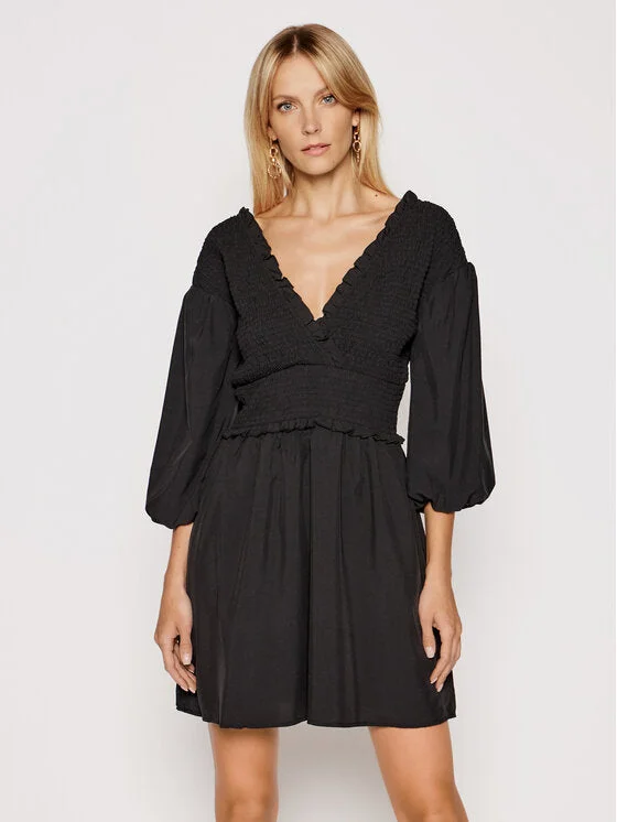 Smocked Mini Dress Elegant Floral-Print Mini Dress
