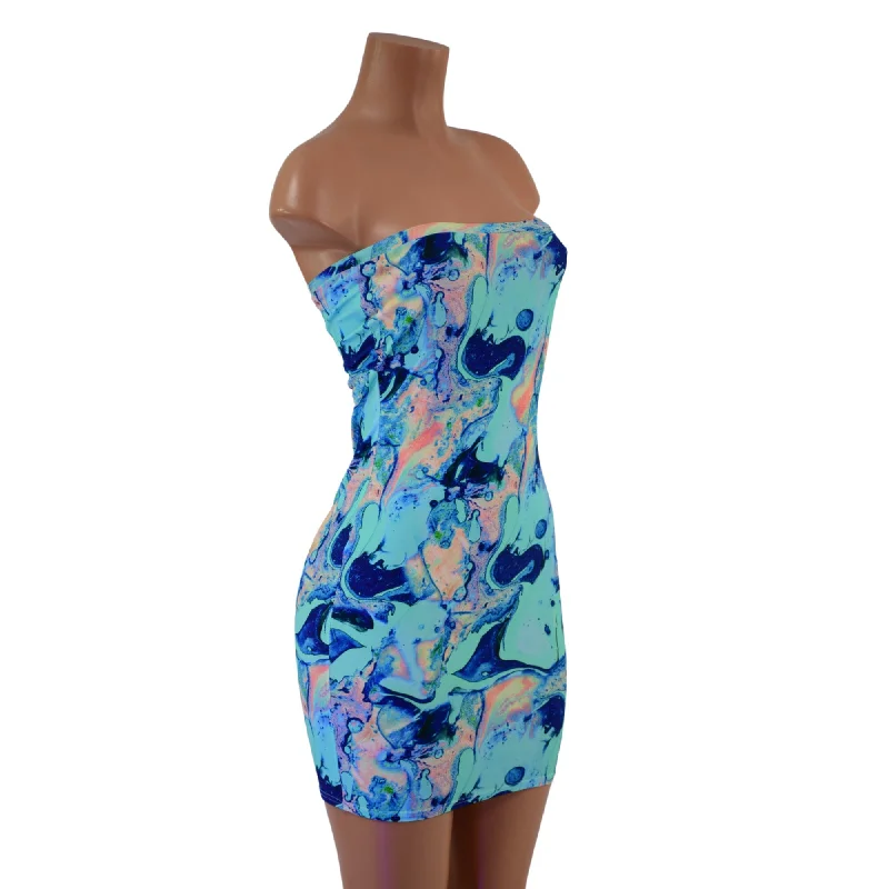 Strapless Lapis Lagoon Mini Dress Elegant Velvet Mini Dress