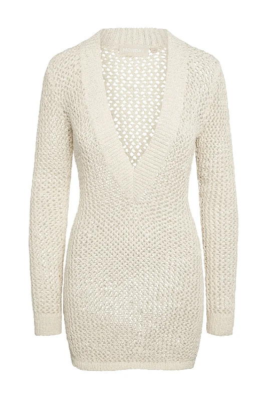 Tuscany Mini Dress - Ivory Petit Crochet Comfortable Wrap Mini Dress