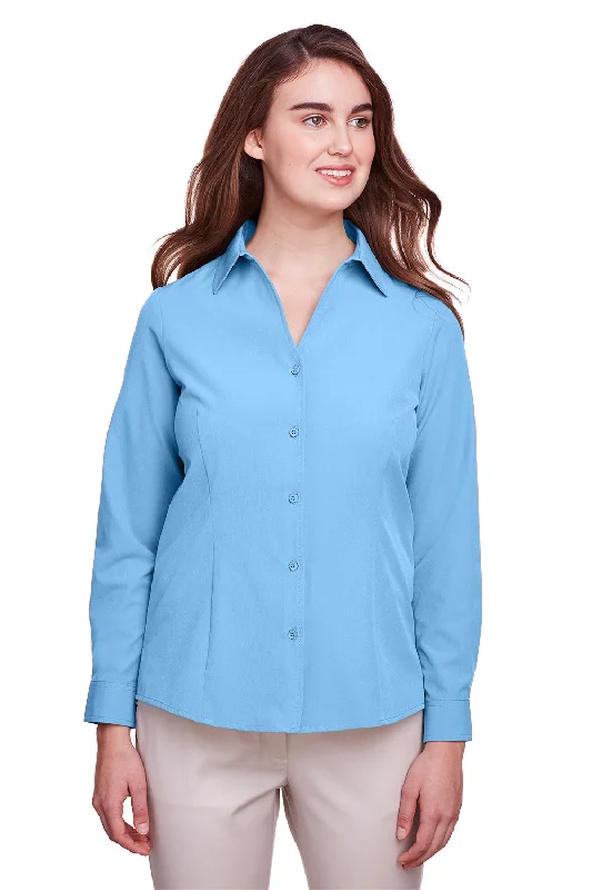 UltraClub Womens Bradley Performance Moisture Wicking Long Sleeve Button Down Shirt - Columbia Blue Classic Casual Short Sleeve UltraClub Womens Bradley Performance Moisture Wicking Long Sleeve Button Down Shirt - Columbia Blue Classic Casual Short Sleeve