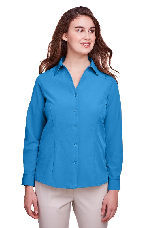 UltraClub Womens Bradley Performance Moisture Wicking Long Sleeve Button Down Shirt - Pacific Blue Soft Silk Short Sleeve UltraClub Womens Bradley Performance Moisture Wicking Long Sleeve Button Down Shirt - Pacific Blue Soft Silk Short Sleeve