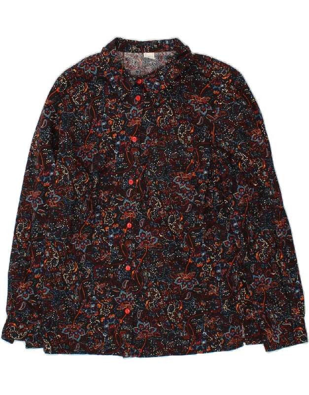 VINTAGE Womens Shirt Blouse UK 16 Large Navy Blue Paisley Cotton Modern Short Sleeve Top VINTAGE Womens Shirt Blouse UK 16 Large Navy Blue Paisley Cotton Modern Short Sleeve Top