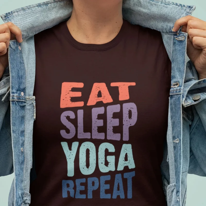 Eat Sleep Yoga Repeat Round Neck Half Sleeve Classic T-Shirt Houndstooth Herringbone Solid Eat Sleep Yoga Repeat Round Neck Half Sleeve Classic T-Shirt Houndstooth Herringbone Solid