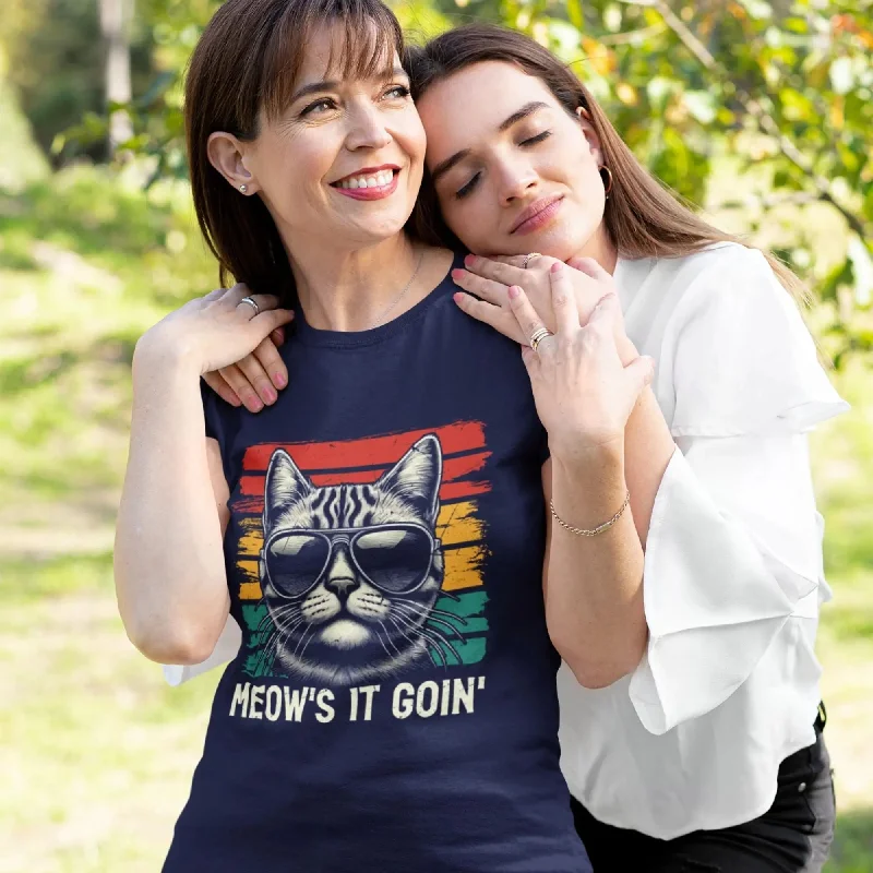Meow's It Goin' Round Neck Half Sleeve Classic T-Shirt Mesh Blend Leather Blend Suede Blend Meow's It Goin' Round Neck Half Sleeve Classic T-Shirt Mesh Blend Leather Blend Suede Blend