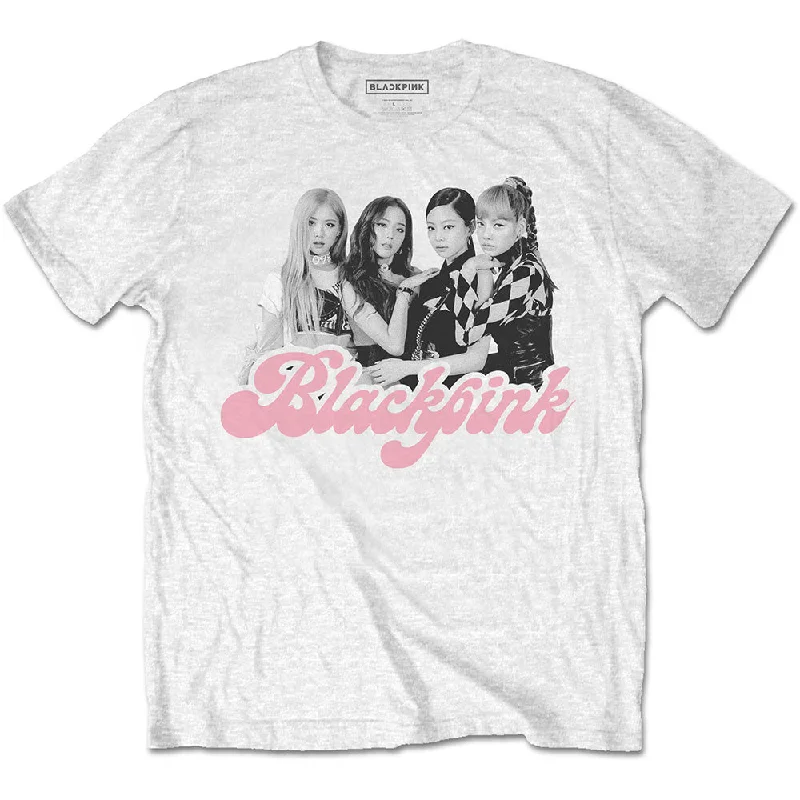 BlackPink | Official Band T-Shirt | Photo T-Shirt Notch Collar Peter Pan Collar Cowl Neck BlackPink | Official Band T-Shirt | Photo T-Shirt Notch Collar Peter Pan Collar Cowl Neck