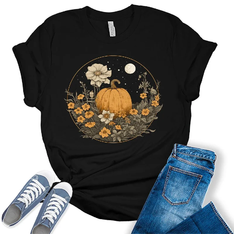 Pumpkin Cottagecore T-Shirt Womens Graphic Tees Vintage Flower Fall Shirts Girls Vintage Halloween Thanksgiving Tops Asymmetrical Pockets Print Pumpkin Cottagecore T-Shirt Womens Graphic Tees Vintage Flower Fall Shirts Girls Vintage Halloween Thanksgiving Tops Asymmetrical Pockets Print