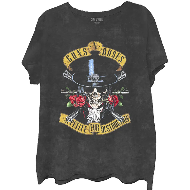 Guns N' Roses | Official Band T-shirt | Appetite Washed (Dip-Dye/Mineral Wash) Solid Color Striped Floral Guns N' Roses | Official Band T-shirt | Appetite Washed (Dip-Dye/Mineral Wash) Solid Color Striped Floral