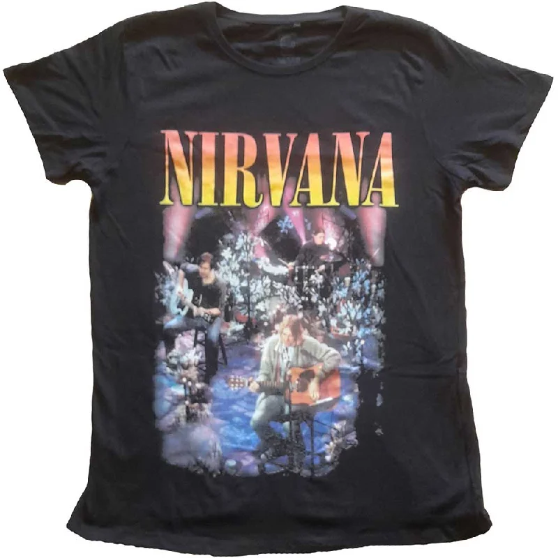 Nirvana Ladies T-Shirt: Unplugged Photo Welt Pockets Slit Pockets