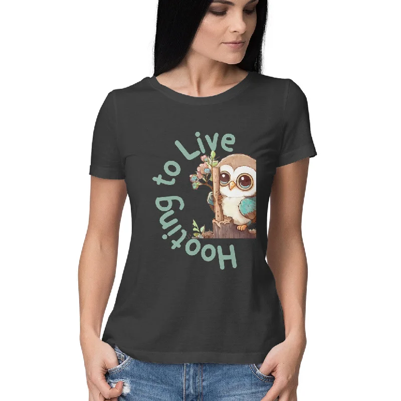 Owl Ladies Tee Houndstooth Herringbone Solid