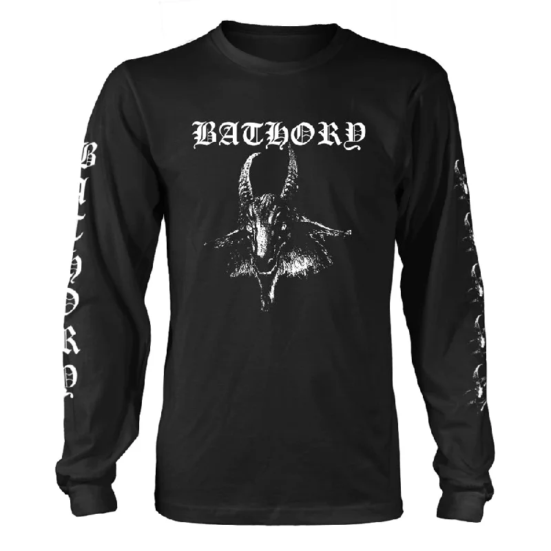 Bathory Unisex Long Sleeved T-Shirt: Goat (back print) Collared T-Shirt Boat Neck A-Line Bathory Unisex Long Sleeved T-Shirt: Goat (back print) Collared T-Shirt Boat Neck A-Line