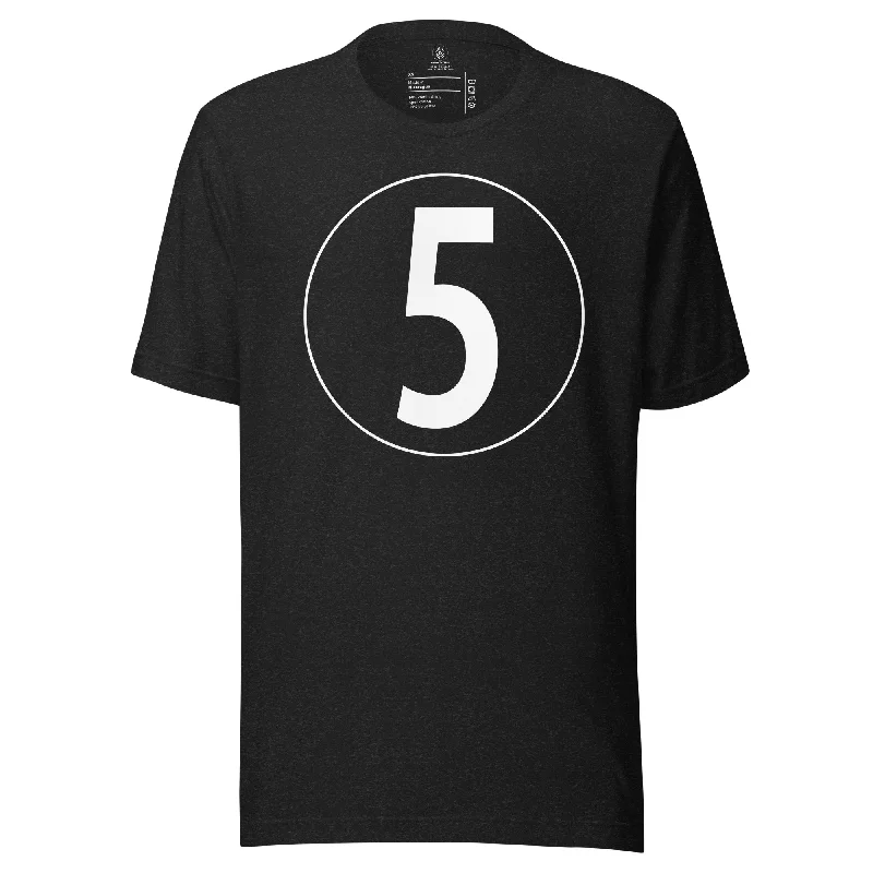 Unisex t-shirt: White on Black 5 Mesh Blend Leather Blend Suede Blend