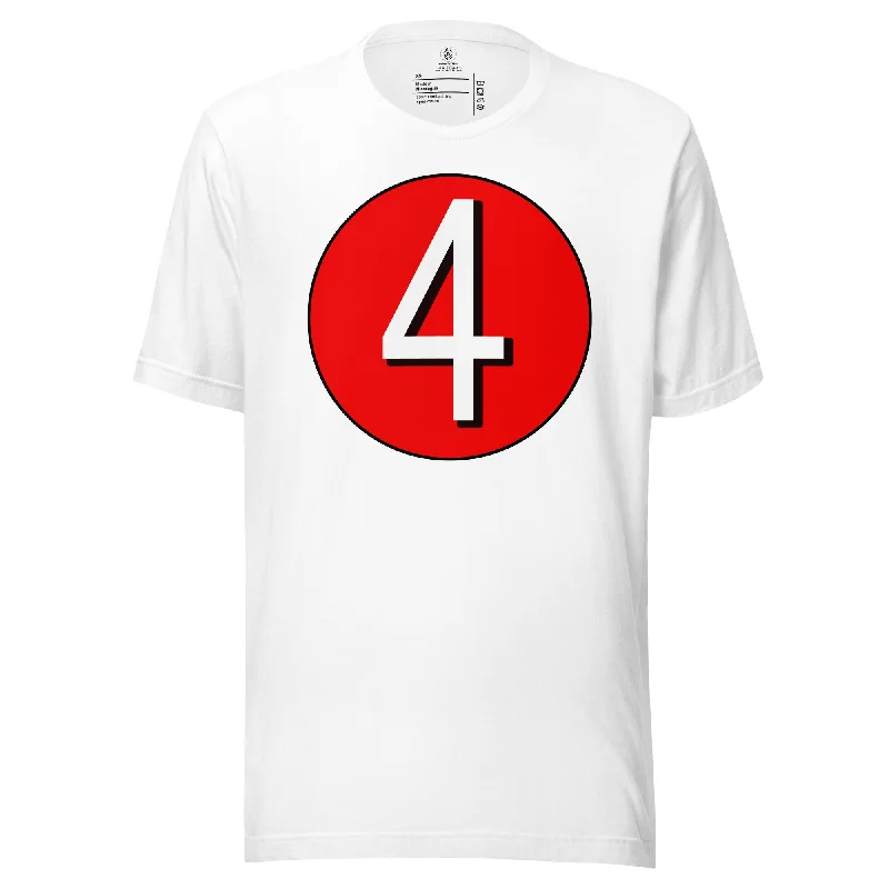 Unisex t-shirt: White on Red 4 Hooded Caped Shawl Collar