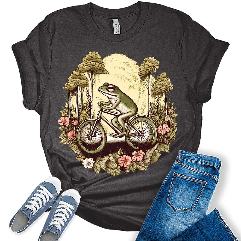 Womens Frog Shirt Cottagecore Aesthetic Frog Riding Bike T-Shirt Cute Short Sleeve Graphic Tees Plus Size Summer Tops Mesh Canvas Denim Womens Frog Shirt Cottagecore Aesthetic Frog Riding Bike T-Shirt Cute Short Sleeve Graphic Tees Plus Size Summer Tops Mesh Canvas Denim