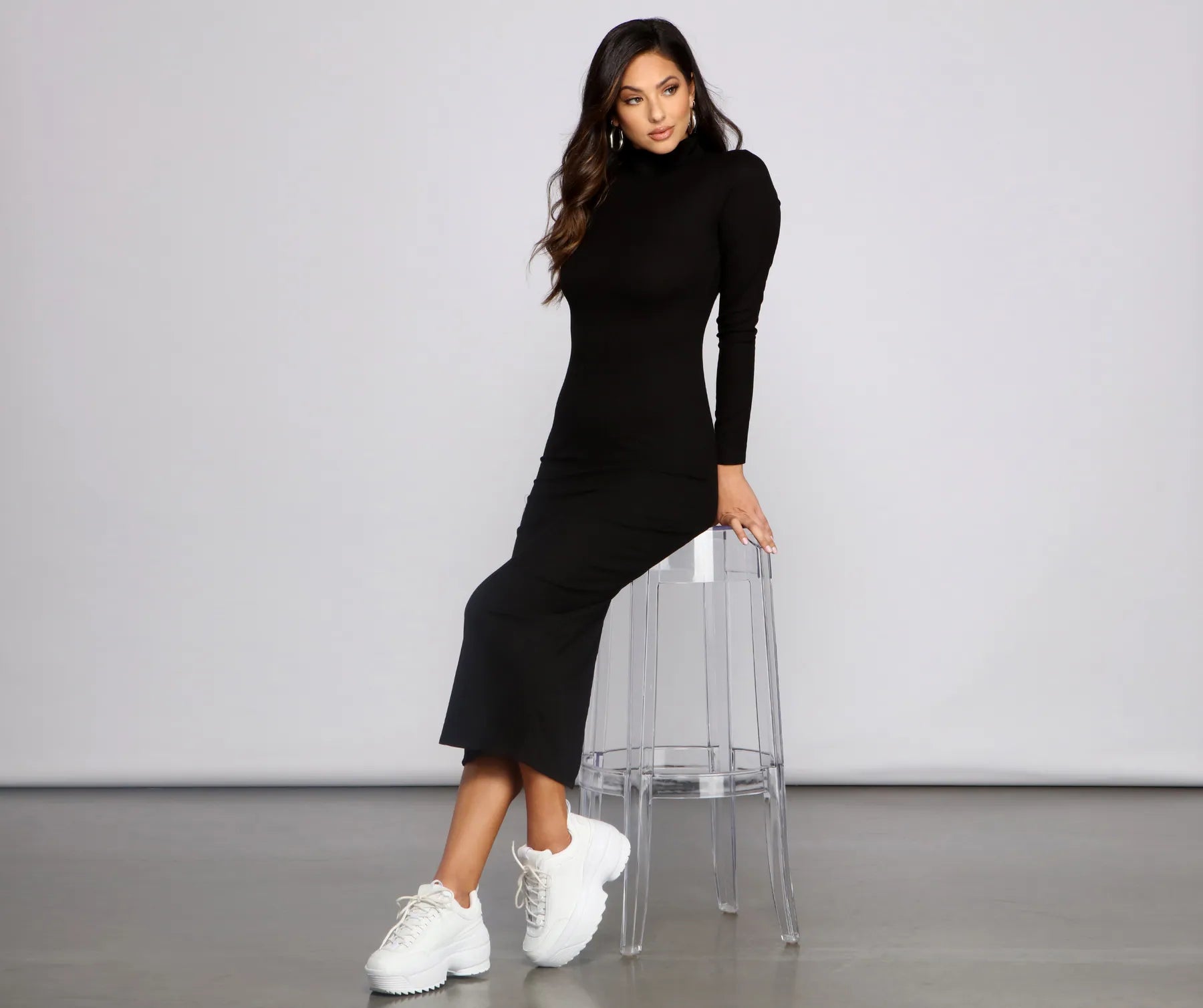 Basic Mood Ribbed Knit Maxi Dress Fashionable Open-Back Maxi Dress