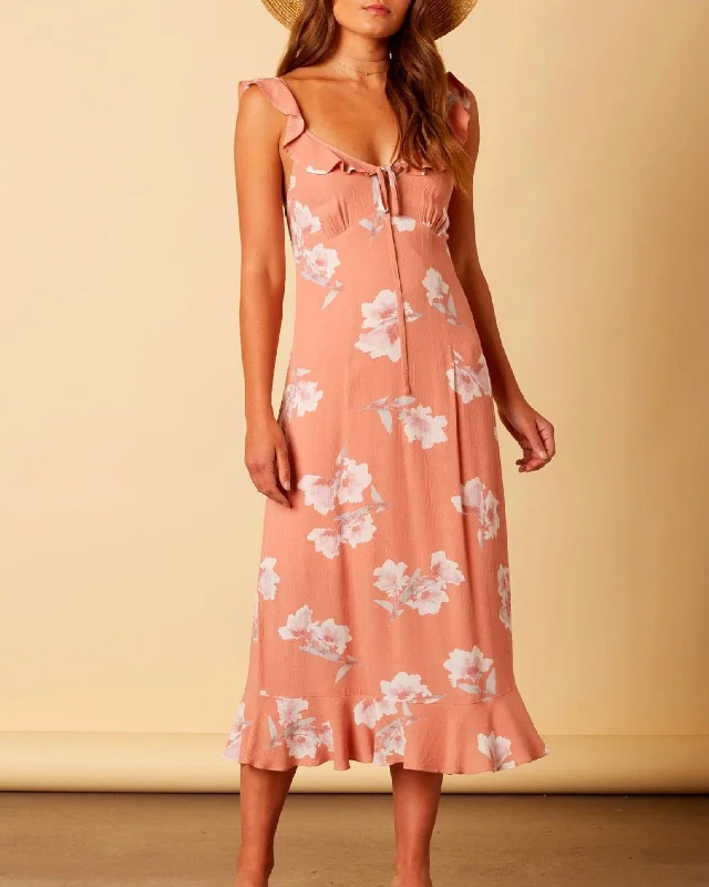 Cotton Candy LA - Forever Young Floral Midi Maxi Dress in Mauve/Peach Comfortable Cotton Maxi Dress Cotton Candy LA - Forever Young Floral Midi Maxi Dress in Mauve/Peach Comfortable Cotton Maxi Dress