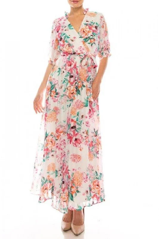 Maison Tara Floral Print Maxi Dress Comfortable Bohemian Maxi Dress