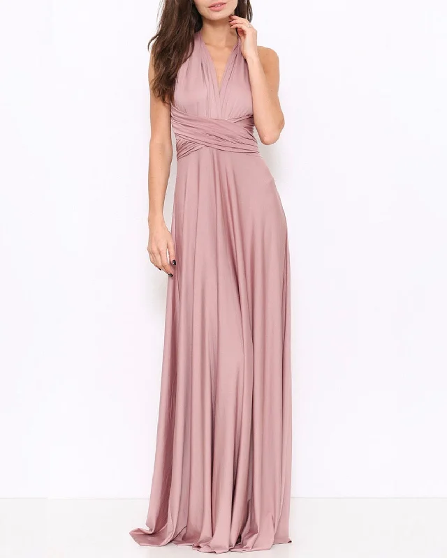 Multi Wrap Maxi Dress in Brown Sugar Trendy Ruffled Maxi Dress
