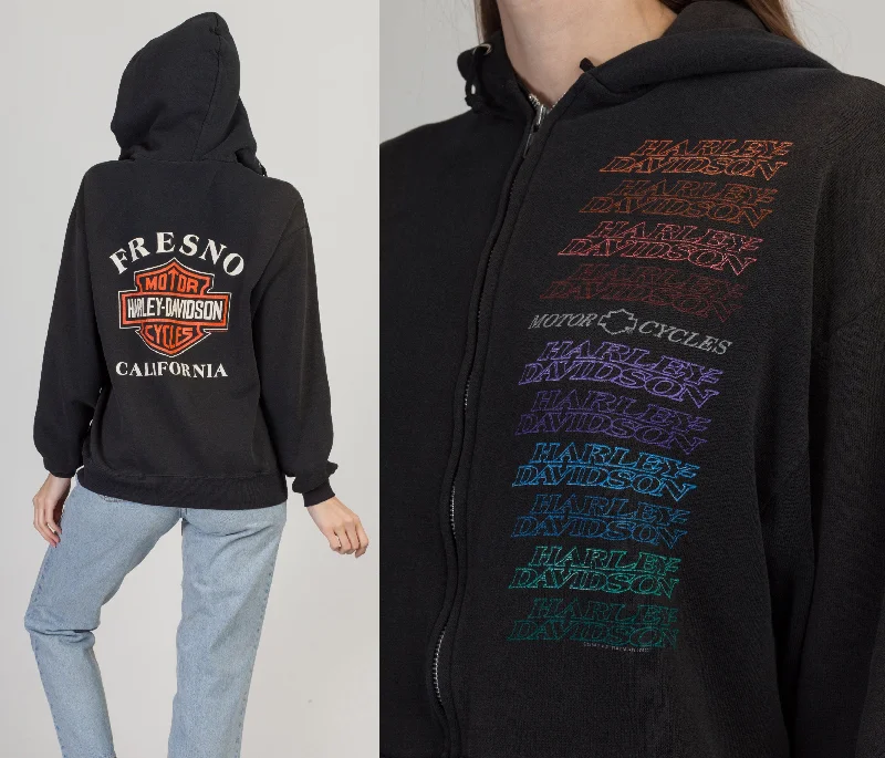 90s Harley Davidson Rainbow Gradient Zip Up Hoodie - Men's Medium, Women's Large Hoodie with Strings Custom Fit Adjustable 90s Harley Davidson Rainbow Gradient Zip Up Hoodie - Men's Medium, Women's Large Hoodie with Strings Custom Fit Adjustable