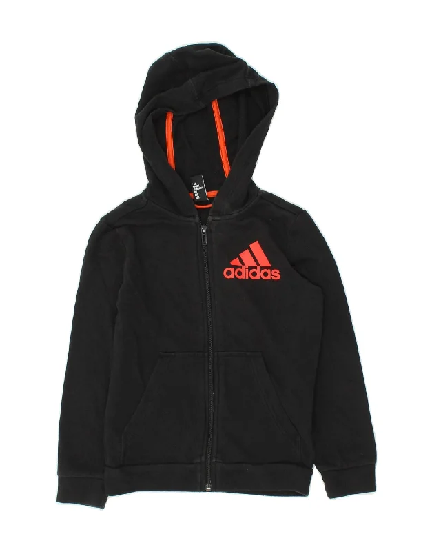 ADIDAS Boys Graphic Zip Hoodie Sweater 7-8 Years Black Cotton Hoodie with Half-Zip Sporty Casual ADIDAS Boys Graphic Zip Hoodie Sweater 7-8 Years Black Cotton Hoodie with Half-Zip Sporty Casual