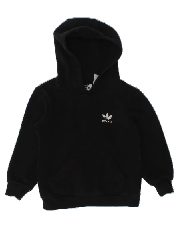 ADIDAS Boys Hoodie Jumper 2-3 Years Black Cotton Hoodie with Hem Raw Edge Edgy Unfinished ADIDAS Boys Hoodie Jumper 2-3 Years Black Cotton Hoodie with Hem Raw Edge Edgy Unfinished