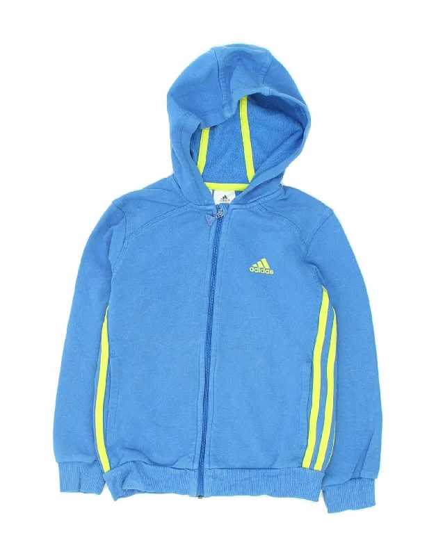 ADIDAS Boys Zip Hoodie Sweater 7-8 Years Blue Cotton Hoodie with Slim Fit Tailored Modern ADIDAS Boys Zip Hoodie Sweater 7-8 Years Blue Cotton Hoodie with Slim Fit Tailored Modern