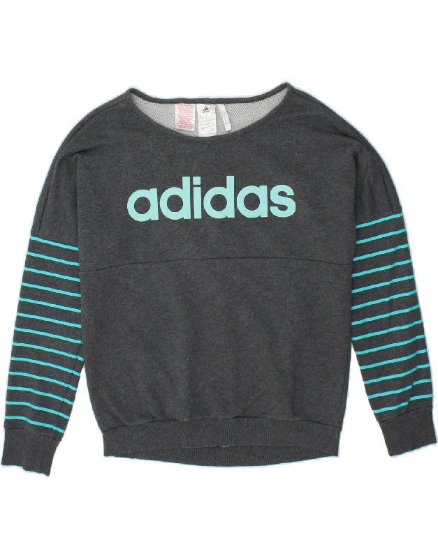 ADIDAS Girls Climalite Graphic Sweatshirt Jumper 14-15 Years Grey Cotton Hoodie with Button Placket Classic Preppy ADIDAS Girls Climalite Graphic Sweatshirt Jumper 14-15 Years Grey Cotton Hoodie with Button Placket Classic Preppy