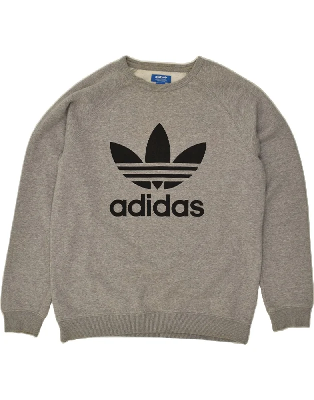 ADIDAS Mens Graphic Sweatshirt Jumper Large Grey Cotton Hoodie with Hidden Zipper Minimalist Clean ADIDAS Mens Graphic Sweatshirt Jumper Large Grey Cotton Hoodie with Hidden Zipper Minimalist Clean