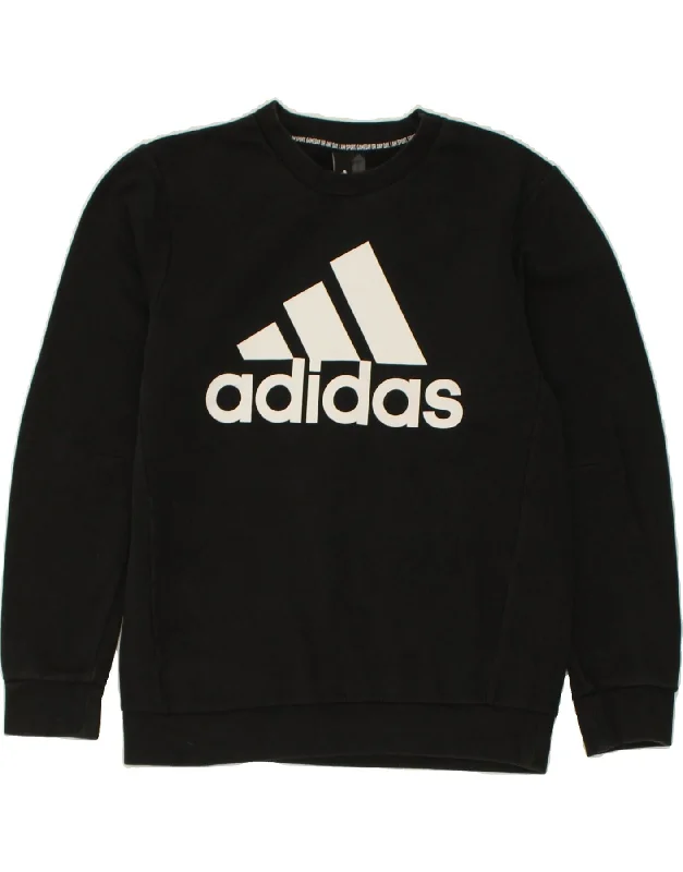 ADIDAS Mens Graphic Sweatshirt Jumper Medium Black Cotton Hoodie with Elastic Cuffs Stretchable Comfortable ADIDAS Mens Graphic Sweatshirt Jumper Medium Black Cotton Hoodie with Elastic Cuffs Stretchable Comfortable
