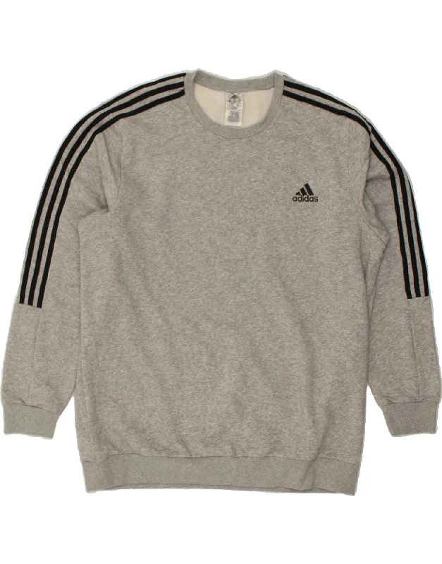 ADIDAS Mens Sweatshirt Jumper 2XL Grey Cotton Hoodie with Monochrome Minimalist Simple ADIDAS Mens Sweatshirt Jumper 2XL Grey Cotton Hoodie with Monochrome Minimalist Simple