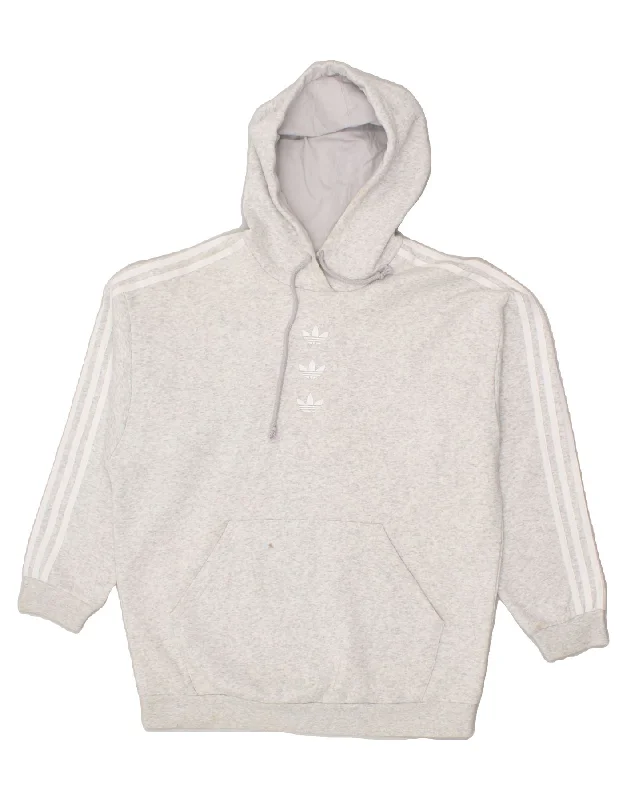 ADIDAS Womens Graphic Hoodie Jumper UK 14 Large Grey Cotton Hoodie with Frayed Bohemian Relaxed ADIDAS Womens Graphic Hoodie Jumper UK 14 Large Grey Cotton Hoodie with Frayed Bohemian Relaxed