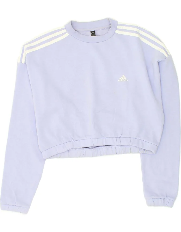 ADIDAS Womens Oversized Crop Sweatshirt Jumper UK 12/14 Medium Purple Hoodie with Neon Bright Vibrant ADIDAS Womens Oversized Crop Sweatshirt Jumper UK 12/14 Medium Purple Hoodie with Neon Bright Vibrant