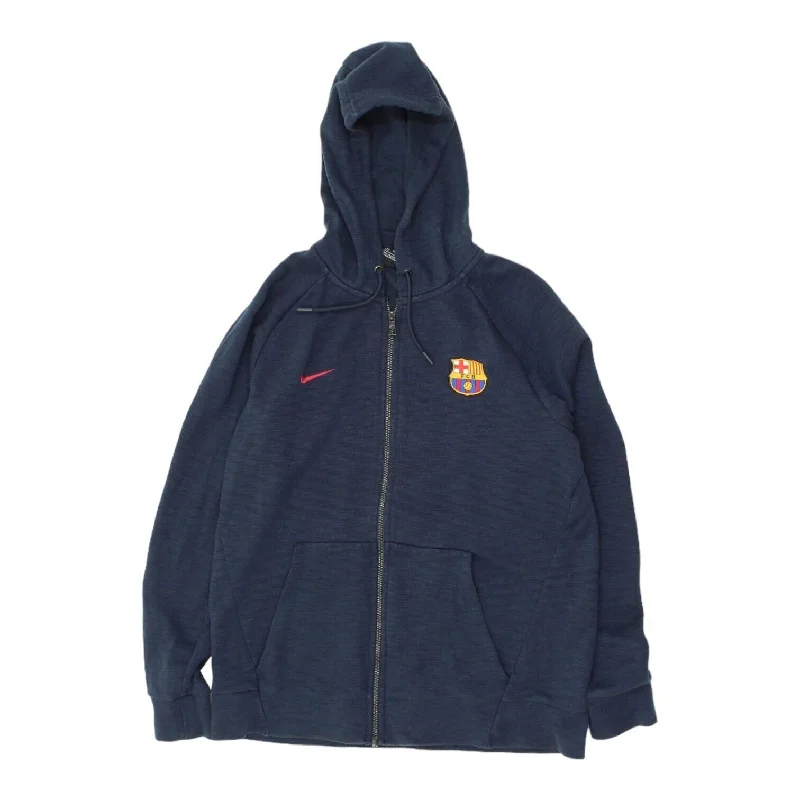 Barcelona FC Mens Navy Nike Full Zip Hoodie | Spanish Football Sportswear Hoody Hoodie with Back Slit Movement Comfort Barcelona FC Mens Navy Nike Full Zip Hoodie | Spanish Football Sportswear Hoody Hoodie with Back Slit Movement Comfort