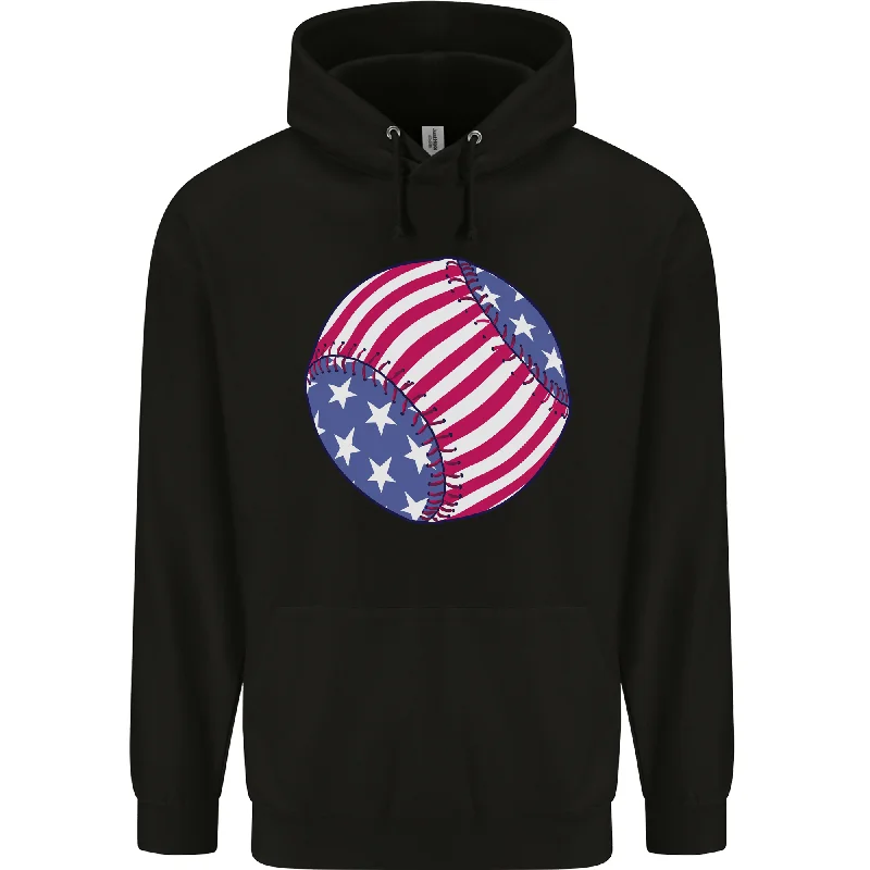 Baseball USA Stars and Stripes American Flag Mens 80% Cotton Hoodie Hoodie with Full-Zip Functional Layering Baseball USA Stars and Stripes American Flag Mens 80% Cotton Hoodie Hoodie with Full-Zip Functional Layering