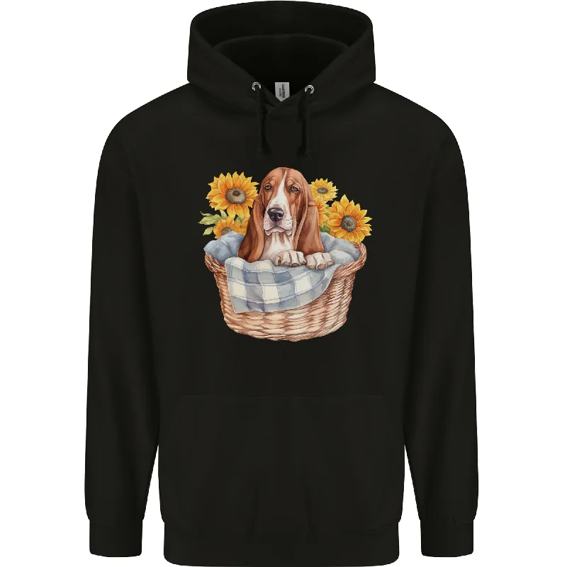 Basset Hound Dog in His Basket Mens 80% Cotton Hoodie Hoodie with Raw Hem Edgy Unfinished Basset Hound Dog in His Basket Mens 80% Cotton Hoodie Hoodie with Raw Hem Edgy Unfinished
