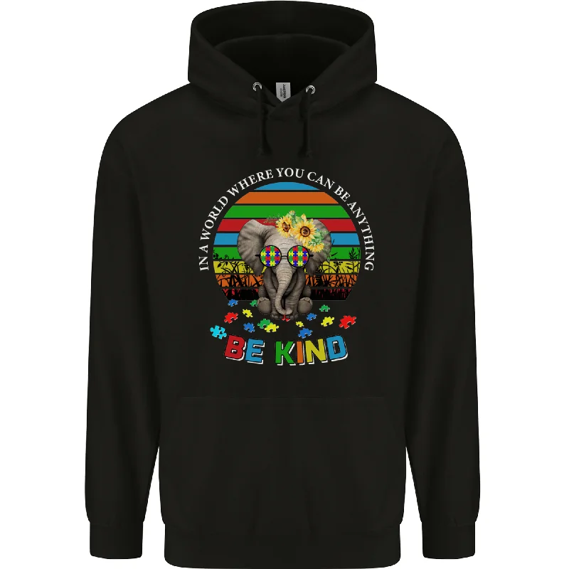 Be Kind Elephant Autism Autistic Mens 80% Cotton Hoodie Hoodie with Pocket Utility Practical Be Kind Elephant Autism Autistic Mens 80% Cotton Hoodie Hoodie with Pocket Utility Practical