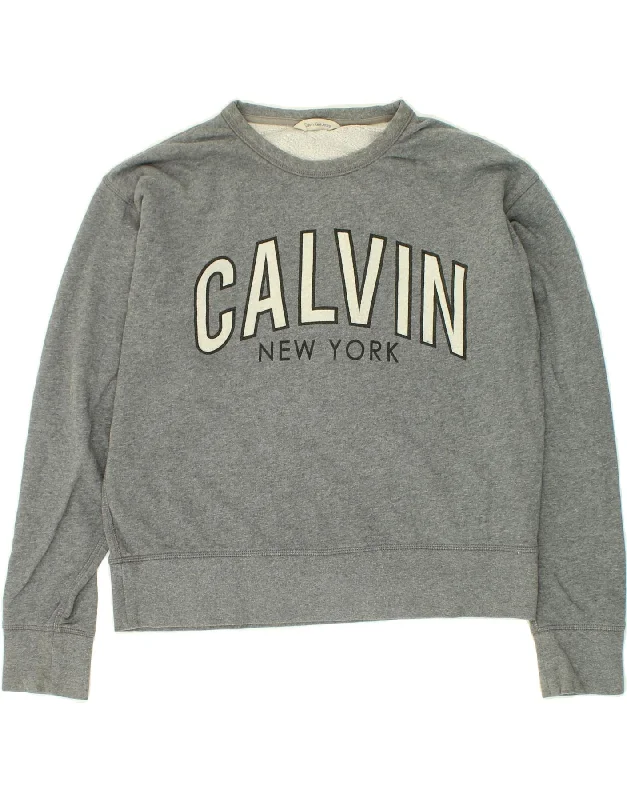 CALVIN KLEIN Womens Graphic Sweatshirt Jumper UK 16 Large Grey Cotton Hoodie with Tie-Dye Psychedelic Retro CALVIN KLEIN Womens Graphic Sweatshirt Jumper UK 16 Large Grey Cotton Hoodie with Tie-Dye Psychedelic Retro