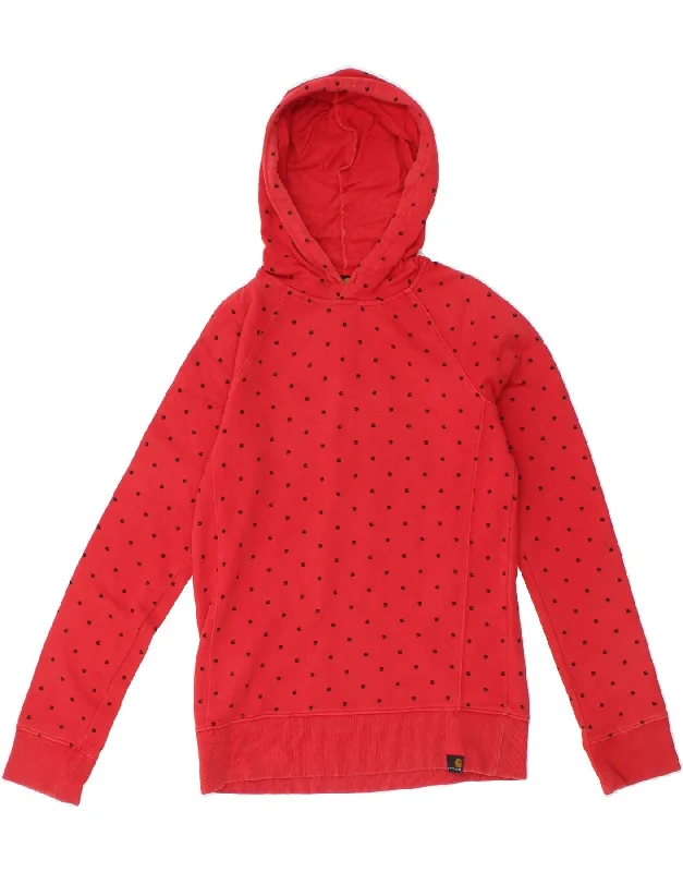 CARHARTT Womens Hoodie Jumper UK 10 Small Red Cotton Hoodie with Relaxed Fit Easy Casual CARHARTT Womens Hoodie Jumper UK 10 Small Red Cotton Hoodie with Relaxed Fit Easy Casual