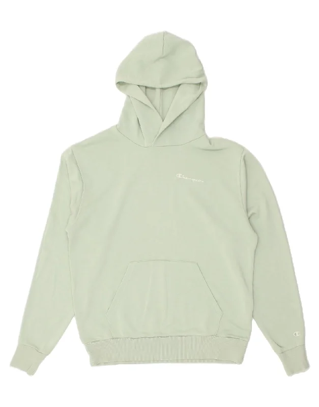 CHAMPION Mens Hoodie Jumper Small Green Cotton Hoodie with Slit Hem Functional Movement CHAMPION Mens Hoodie Jumper Small Green Cotton Hoodie with Slit Hem Functional Movement