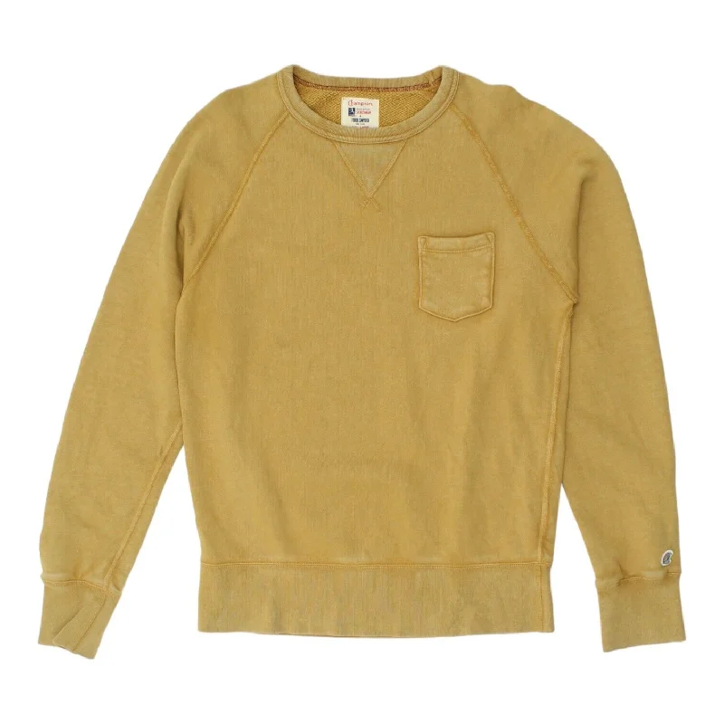 Champion Processed Sportswear + Todd Snyder Mens Beige Sweatshirt | Vintage Hoodie with Logo Branding Identity Champion Processed Sportswear + Todd Snyder Mens Beige Sweatshirt | Vintage Hoodie with Logo Branding Identity
