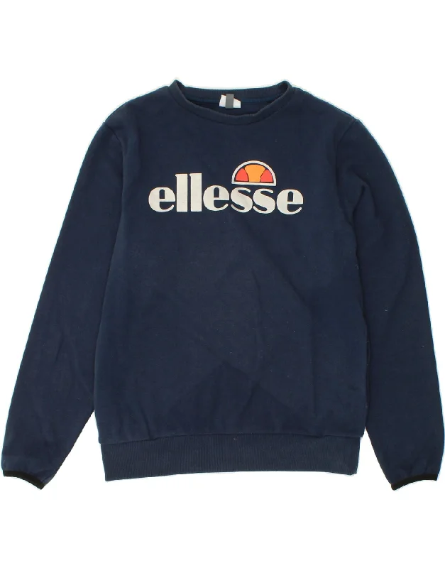 ELLESSE Womens Graphic Sweatshirt Jumper UK 14 Large Navy Blue Cotton Hoodie with Hood Adjustable Protection ELLESSE Womens Graphic Sweatshirt Jumper UK 14 Large Navy Blue Cotton Hoodie with Hood Adjustable Protection