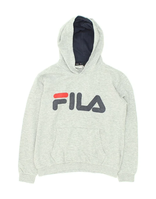 FILA Boys Graphic Hoodie Jumper 11-12 Years Grey Cotton Hoodie with Pocket Utility Practical FILA Boys Graphic Hoodie Jumper 11-12 Years Grey Cotton Hoodie with Pocket Utility Practical