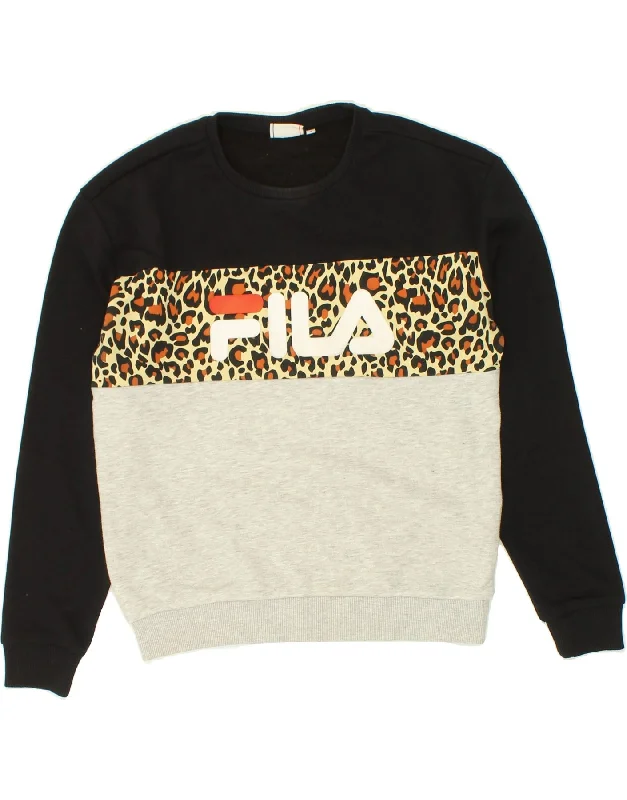 FILA Womens Oversized Graphic Sweatshirt Jumper UK 10 Small Multicoloured Hoodie with Mesh Breathable Sporty FILA Womens Oversized Graphic Sweatshirt Jumper UK 10 Small Multicoloured Hoodie with Mesh Breathable Sporty