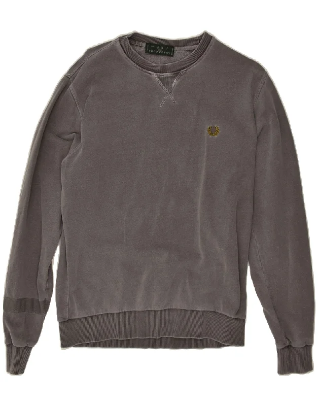 FRED PERRY Womens Sweatshirt Jumper UK 16 Large Grey Cotton Hoodie with Hem Fringe Bohemian Relaxed FRED PERRY Womens Sweatshirt Jumper UK 16 Large Grey Cotton Hoodie with Hem Fringe Bohemian Relaxed