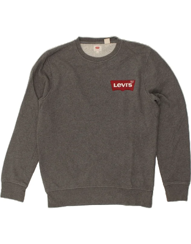 LEVI'S Mens Sweatshirt Jumper Medium Grey Cotton Hoodie with Ribbed Cuffs Snug Fit Comfort LEVI'S Mens Sweatshirt Jumper Medium Grey Cotton Hoodie with Ribbed Cuffs Snug Fit Comfort